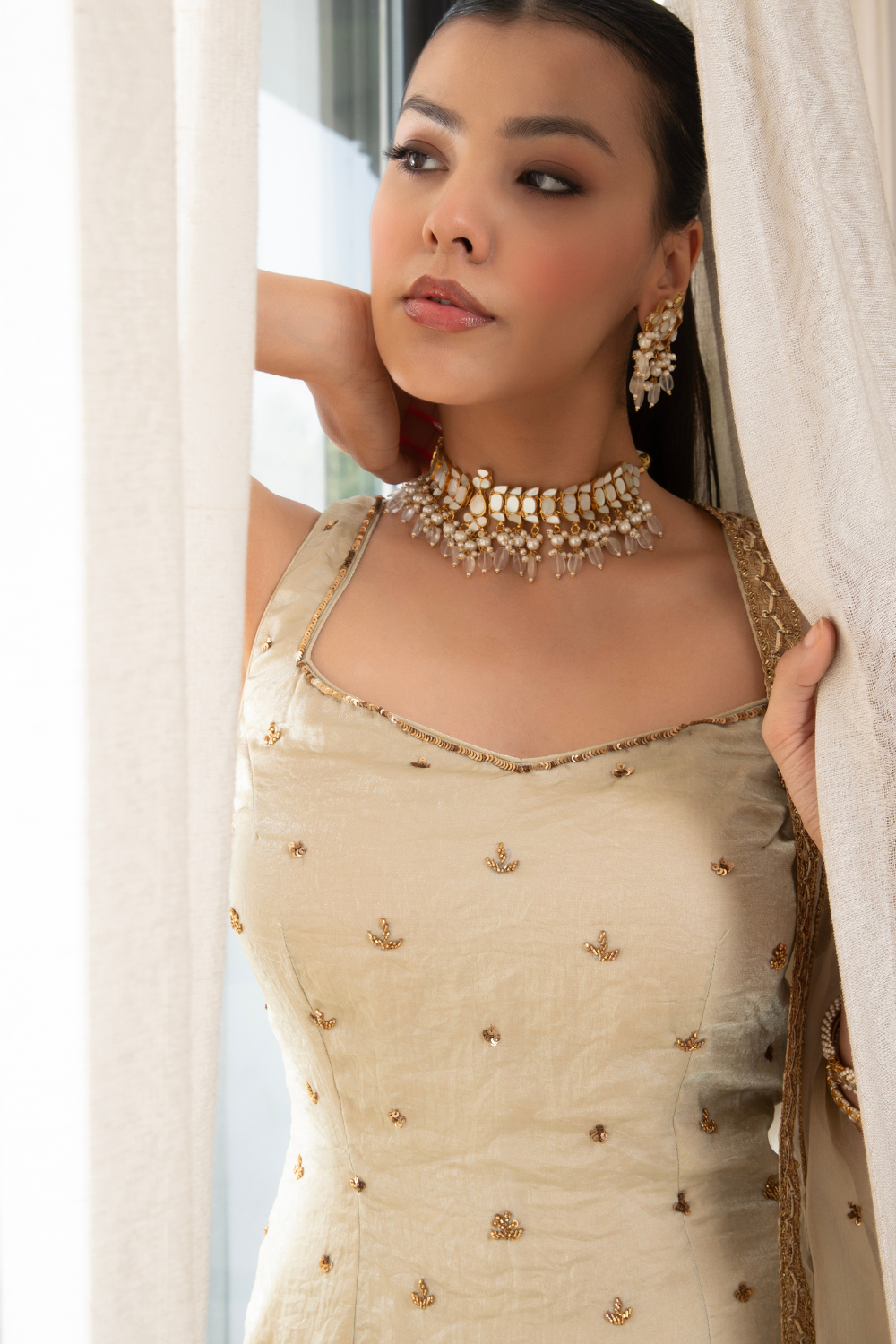 Jasmine Creamish Sharara Set