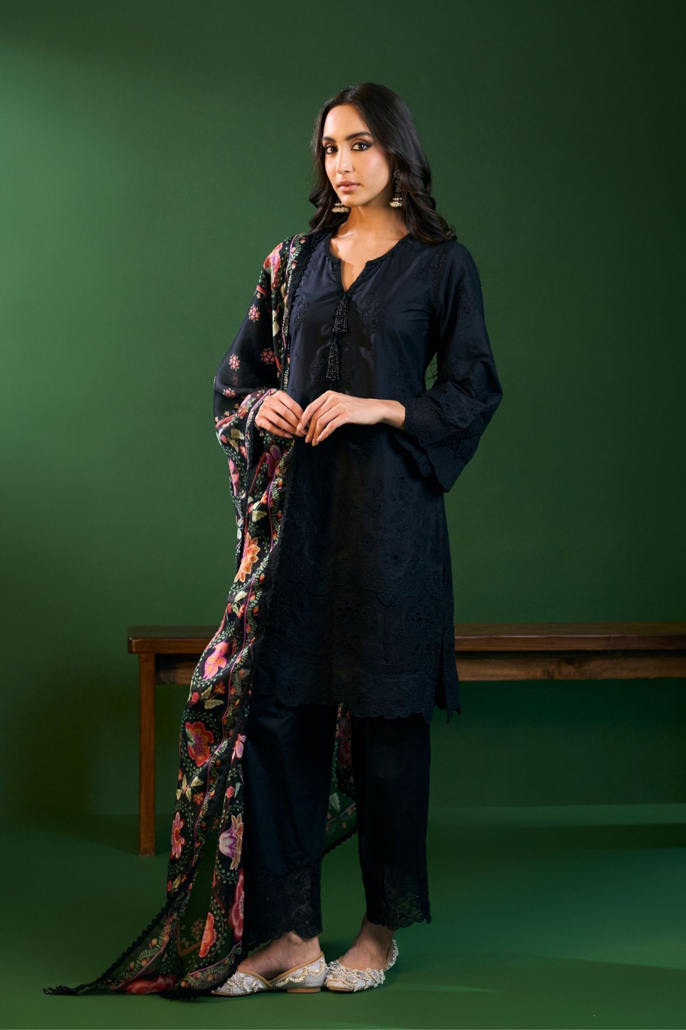 Riva Cotton Black Kurta Set