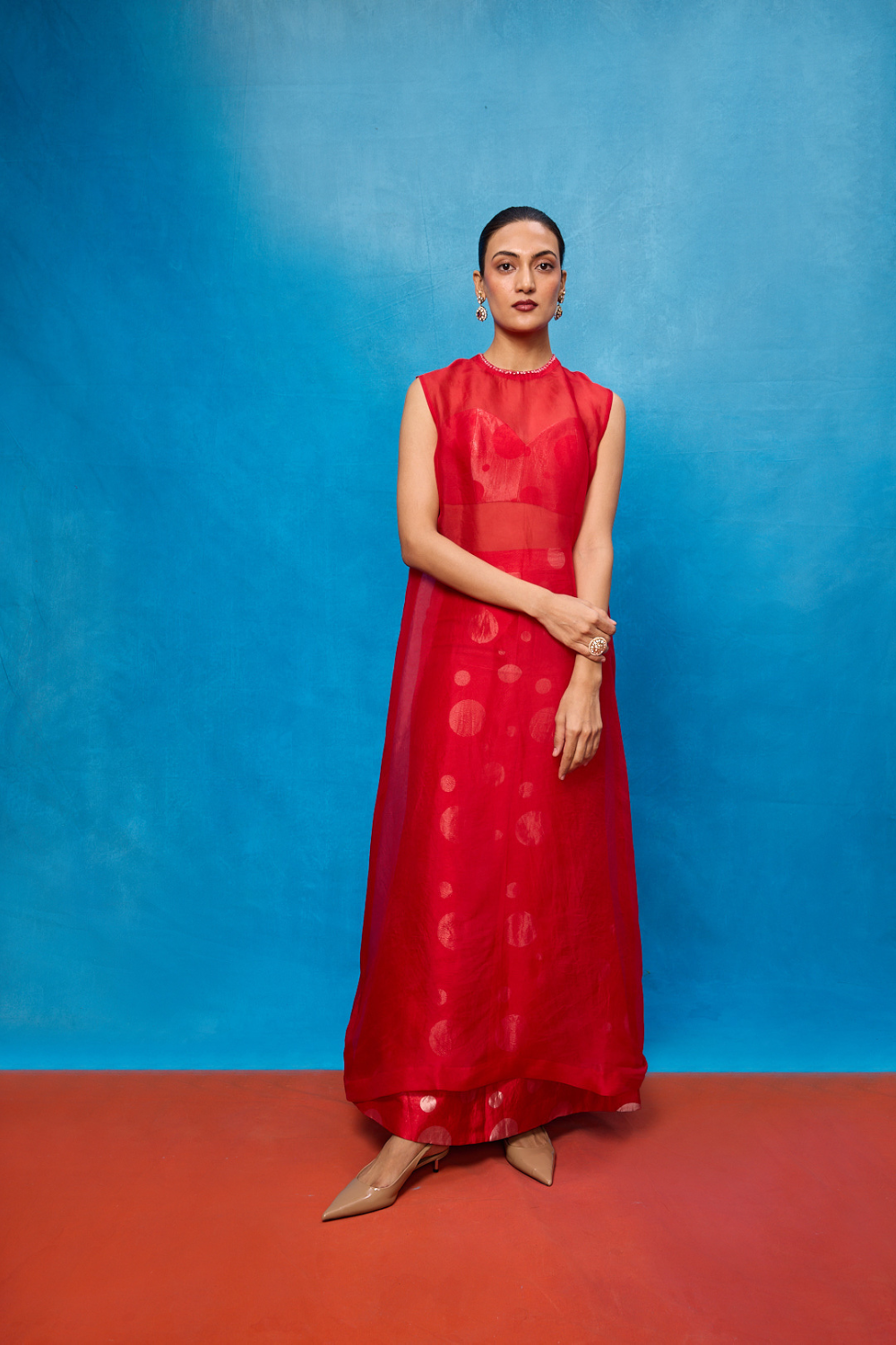 Handwoven Red Silk Banarasi Suit Set