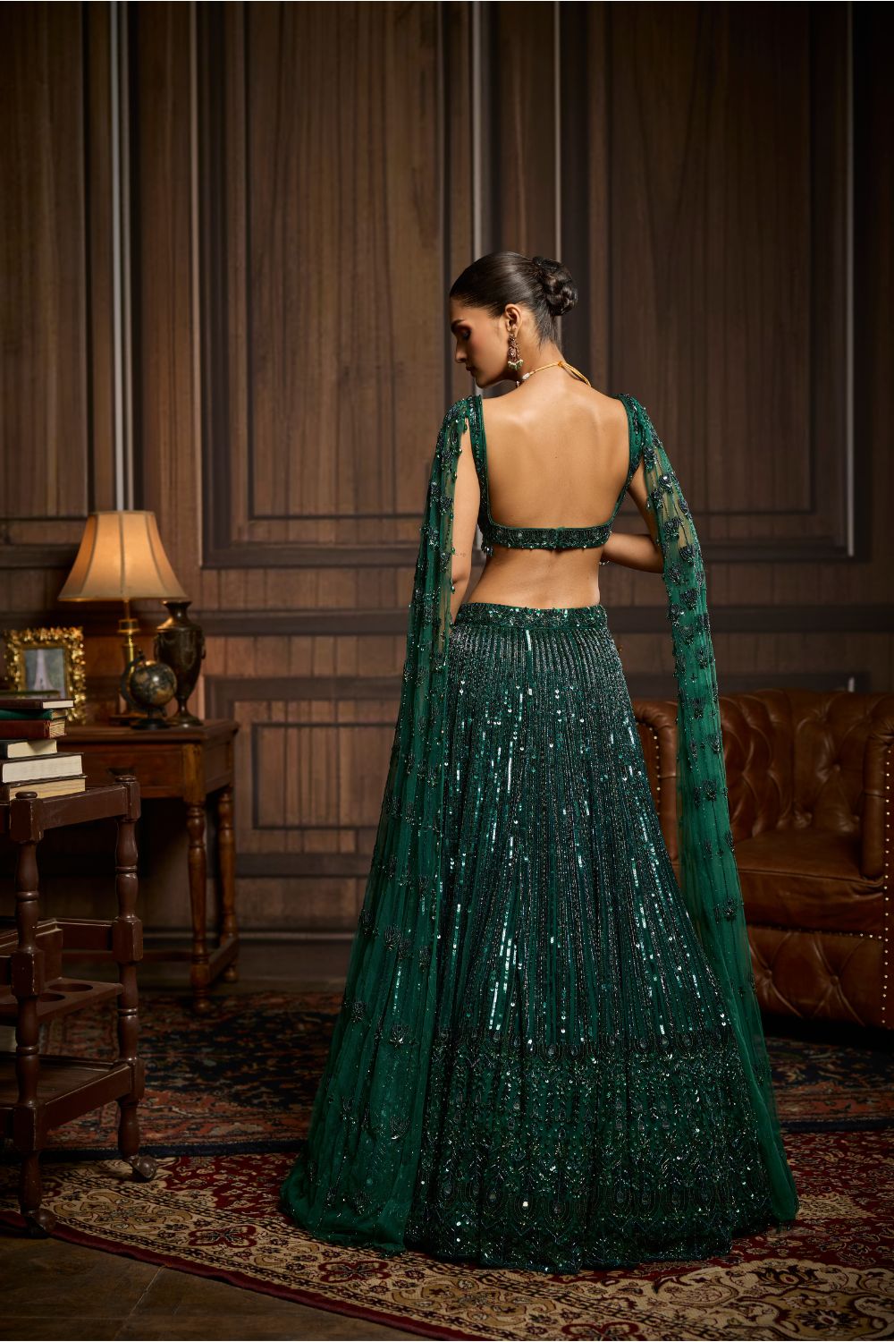 EMERALD GREEN EMBELLISHED LEHENGA SET