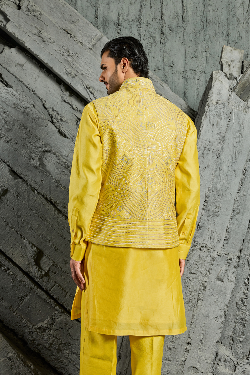 Yellow Sunray Waistcoat Set