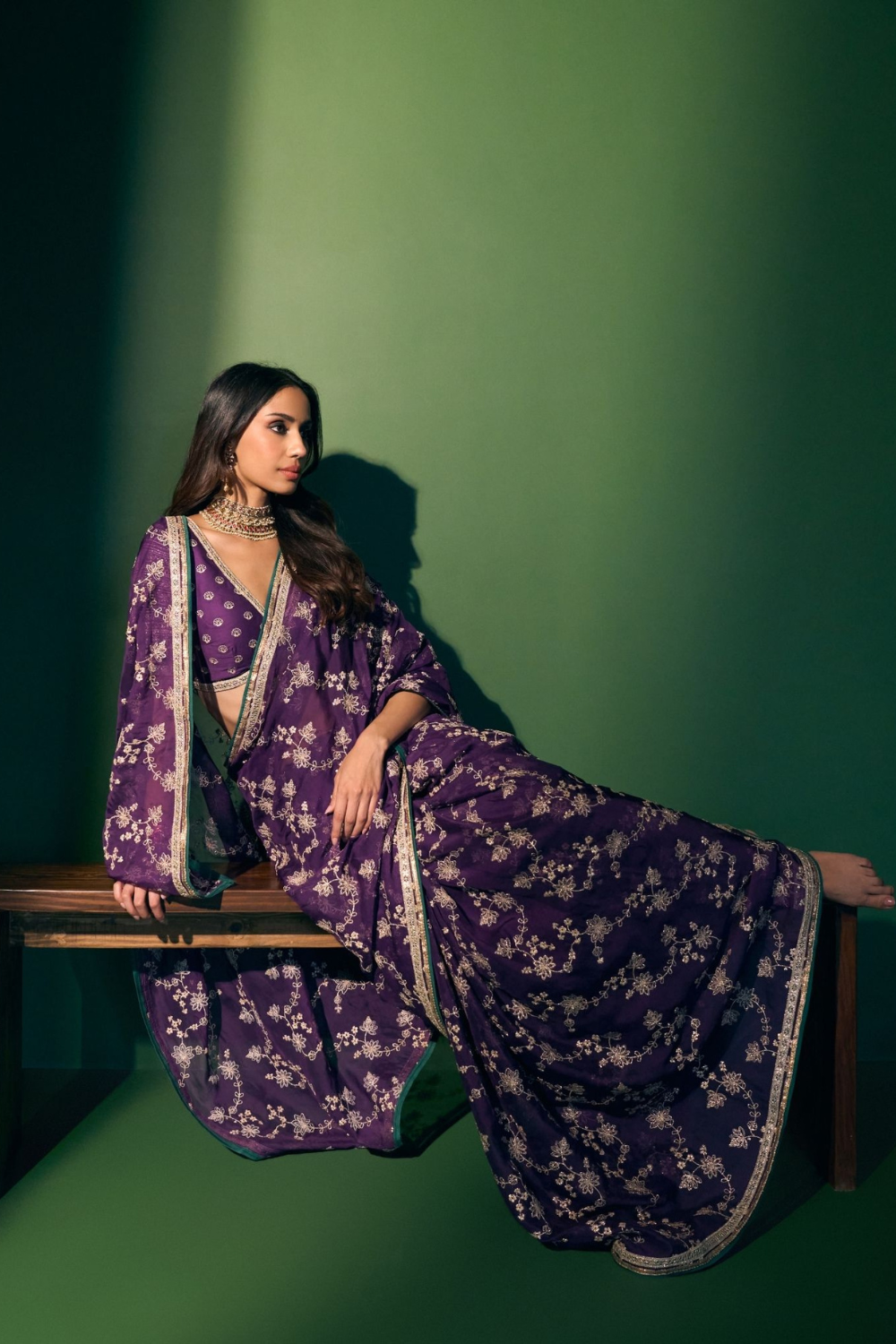 Kavya Organza Purple Saree