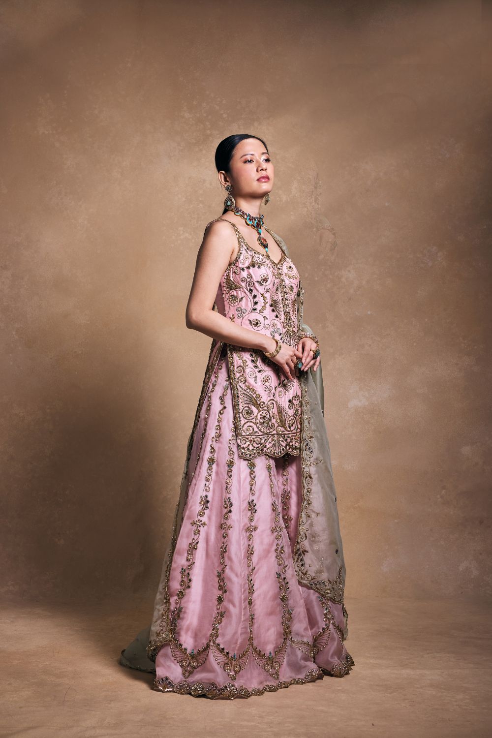 BLUSH AND SAGE SHARARA SET