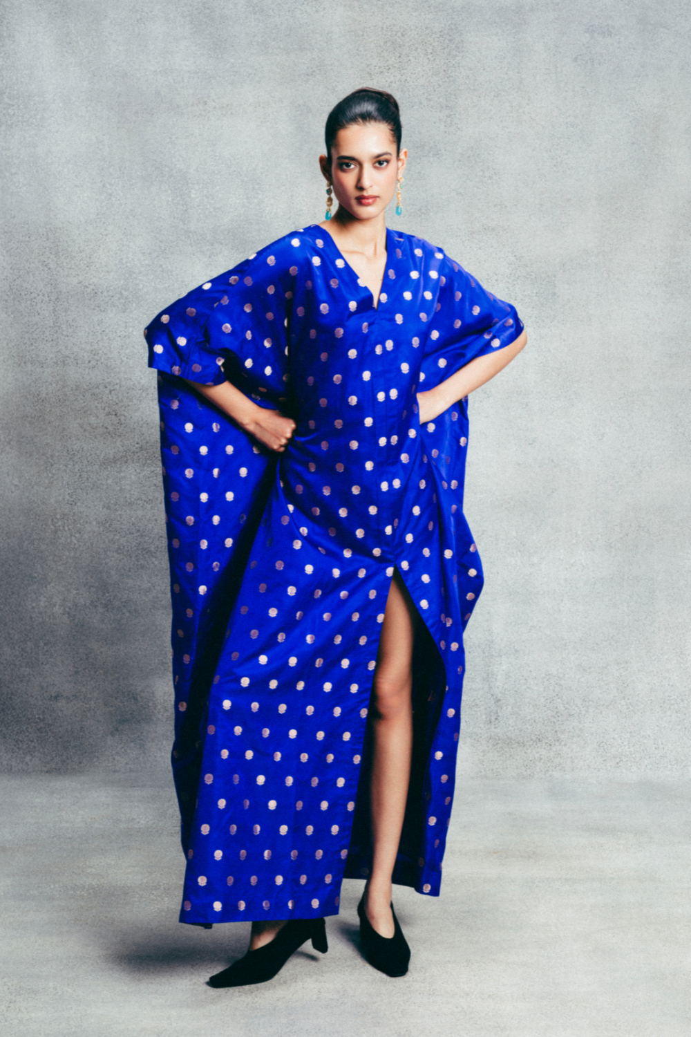 Handwoven Electric Blue Banarasi Kaftan