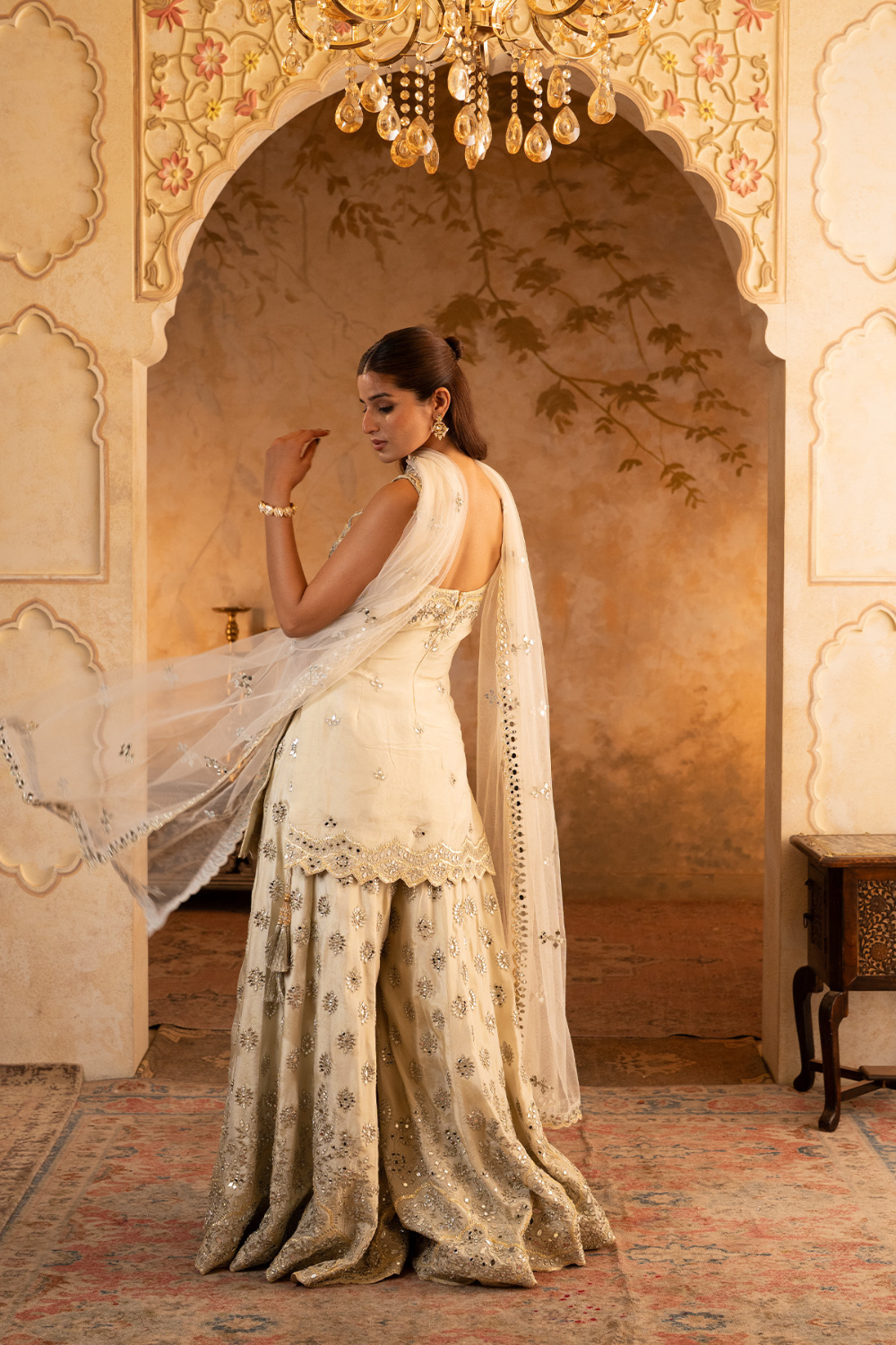Gold Tissue Sharara Set