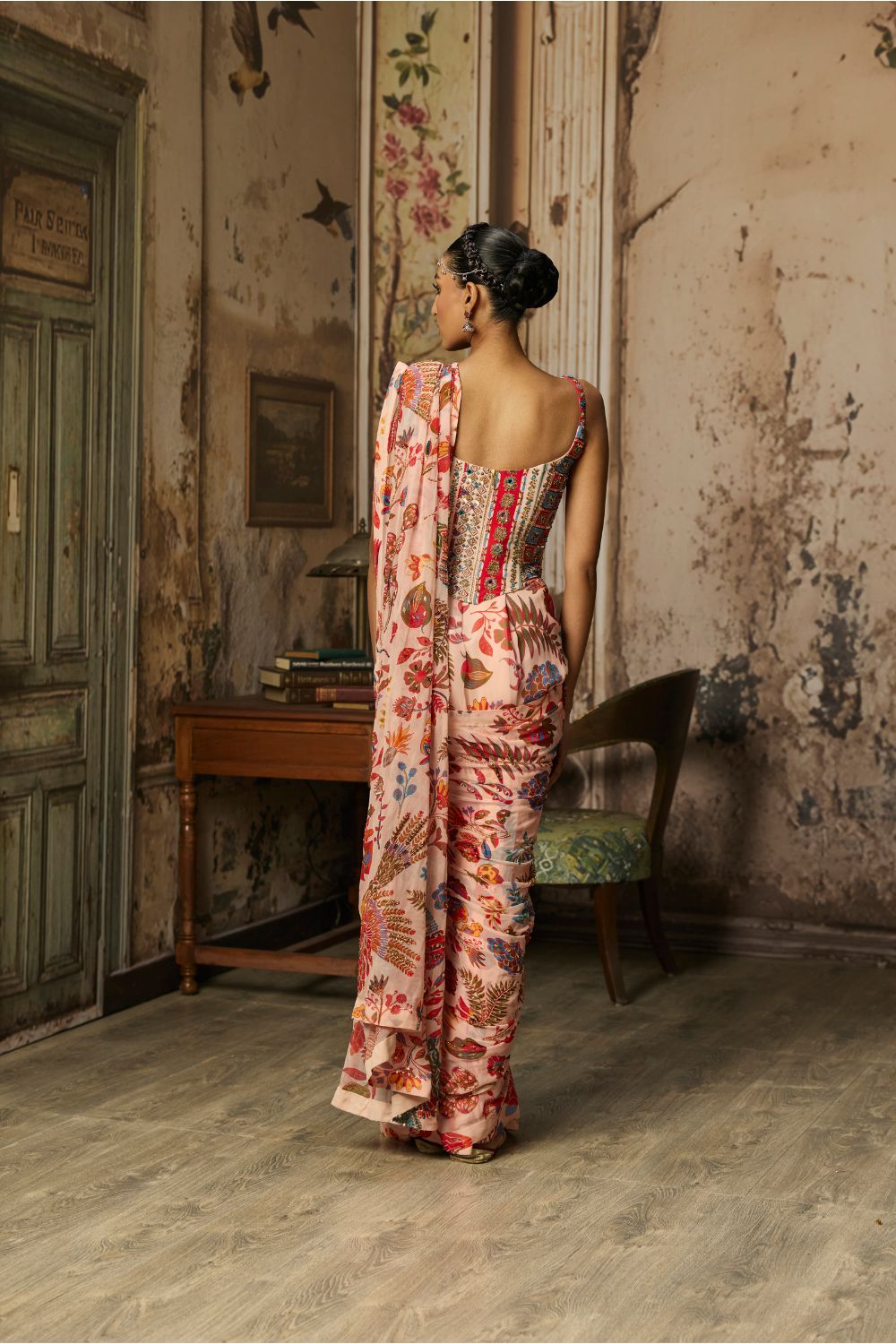 BLUSH PINK PRINTED AND HIGHLIGHTED CLASSIC SAREE SET