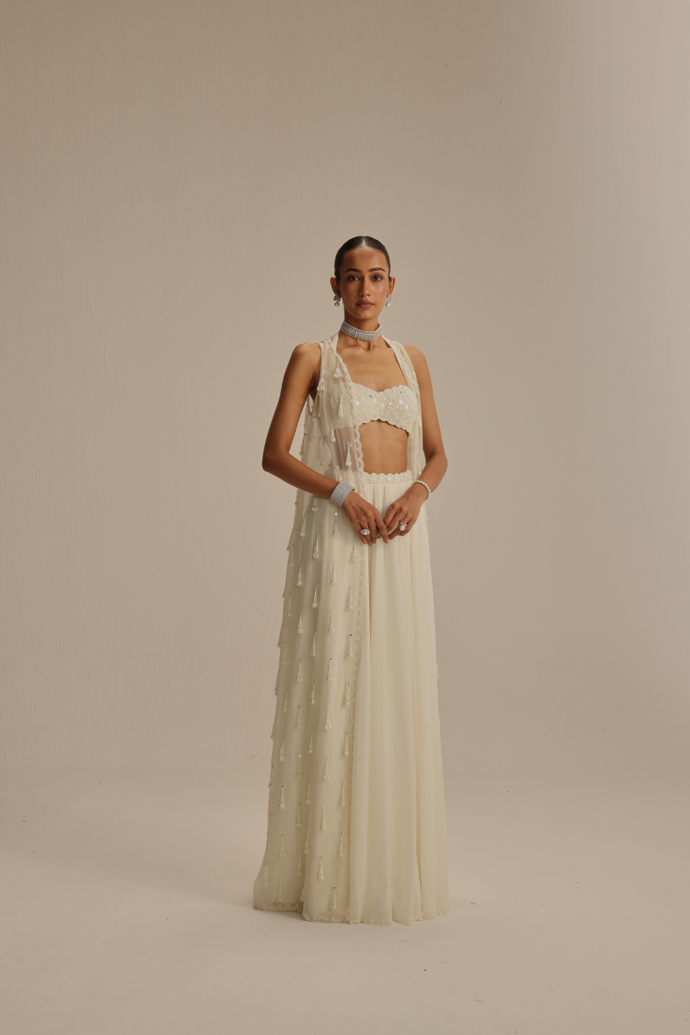 Off White Jacket Pearl and Mirror Jacket Set