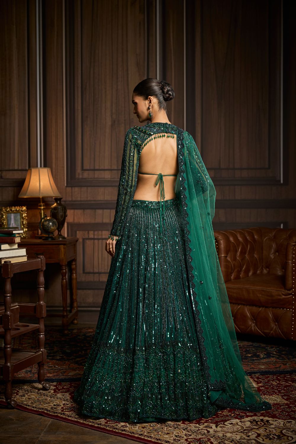 EMERALD GREEN EMBELLISHED LEHENGA SET
