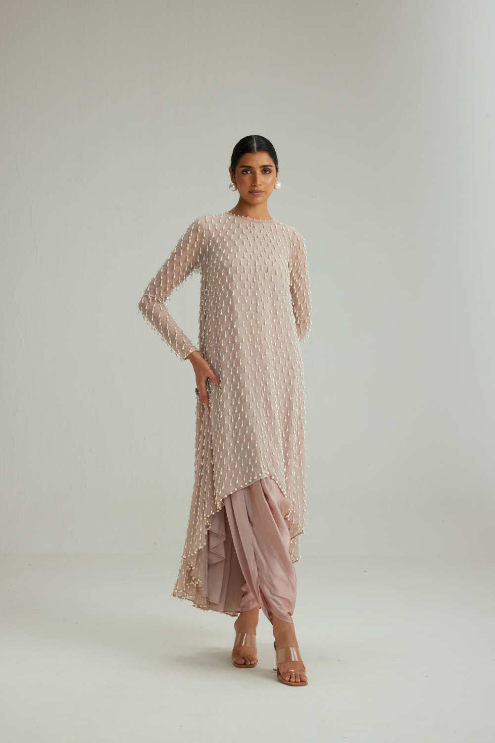 Ash Pink Pearl Drop Kurta set