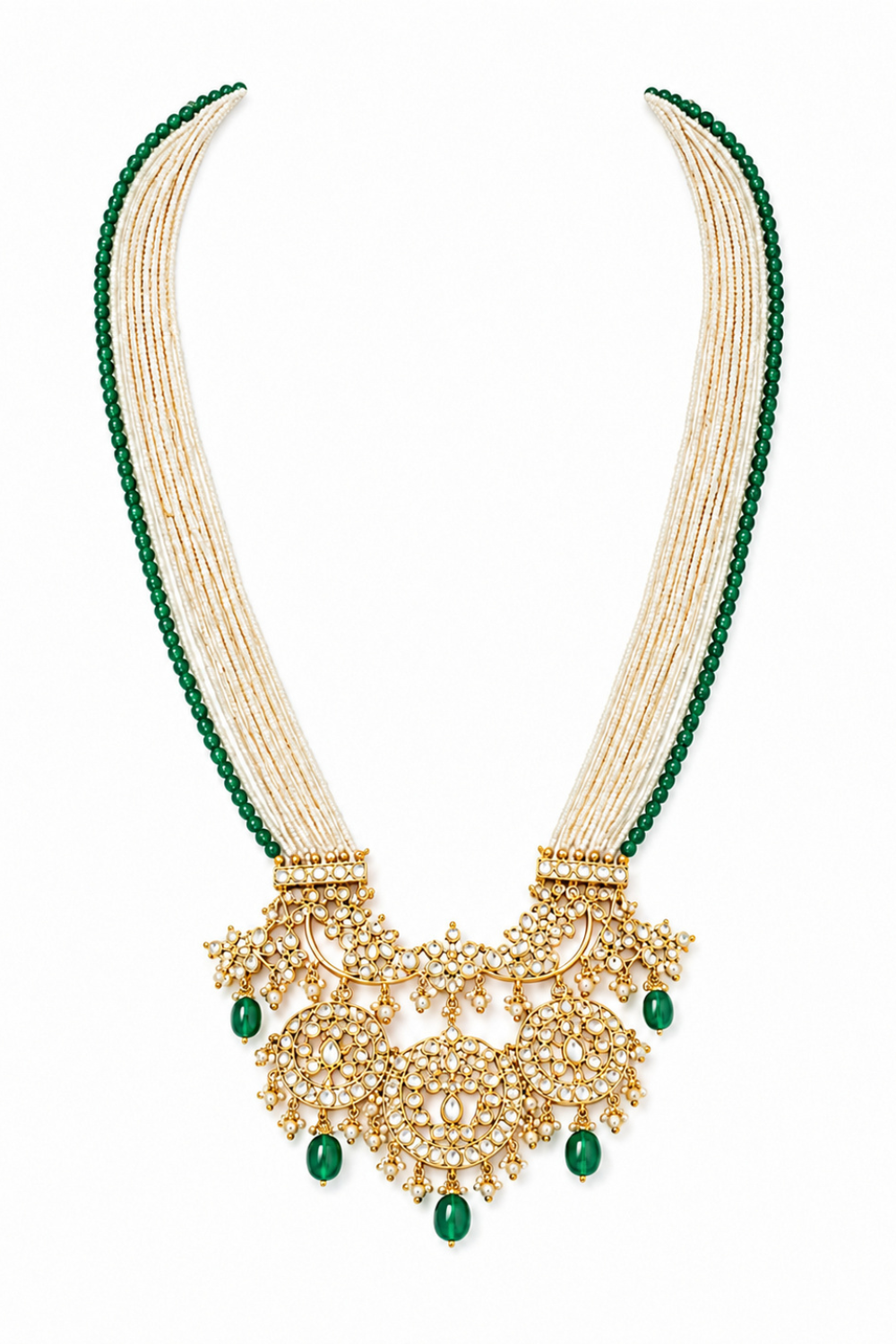Green Beaded Kundan Pendant Necklace