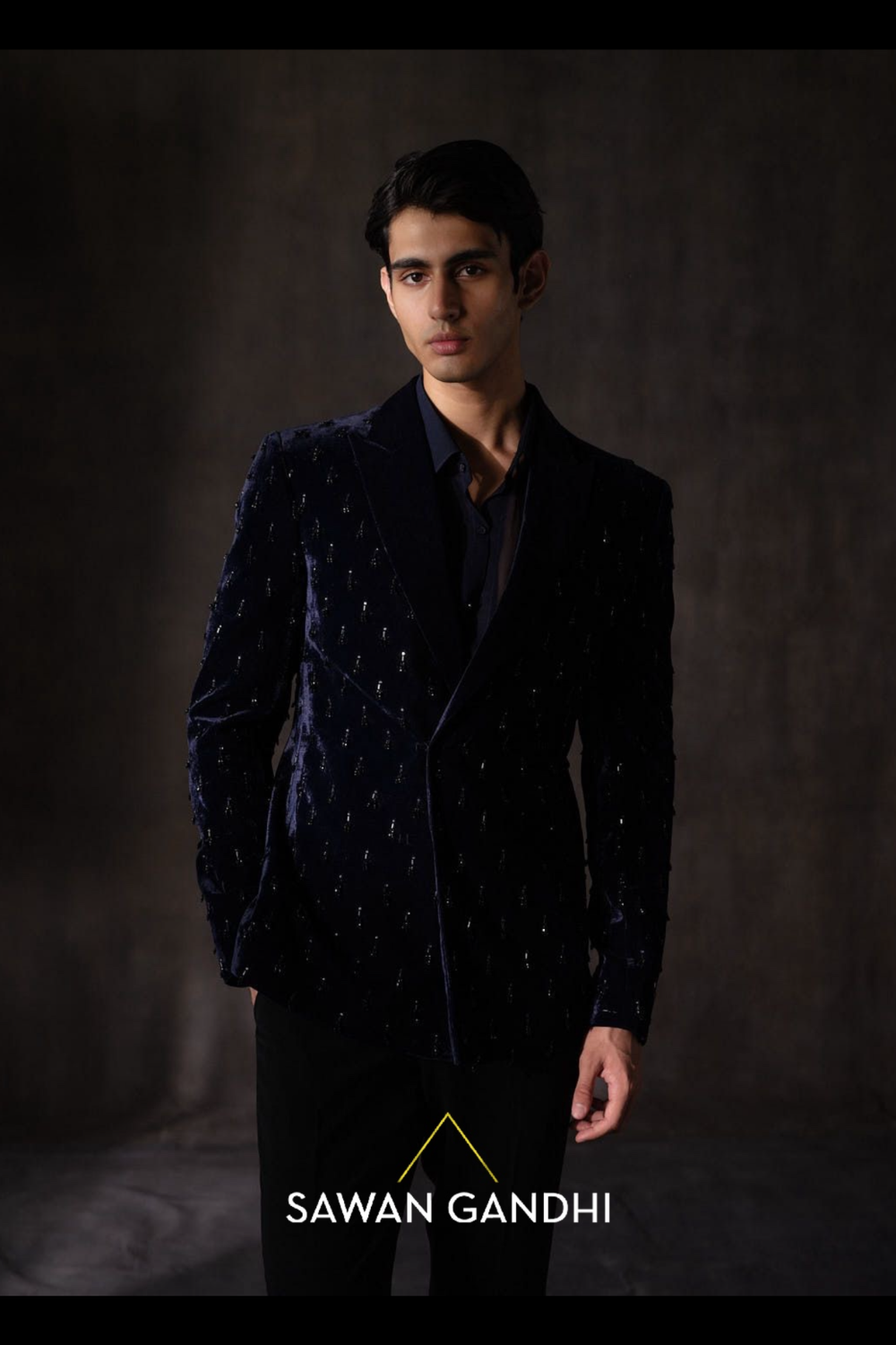 Navy blue damru work jacket