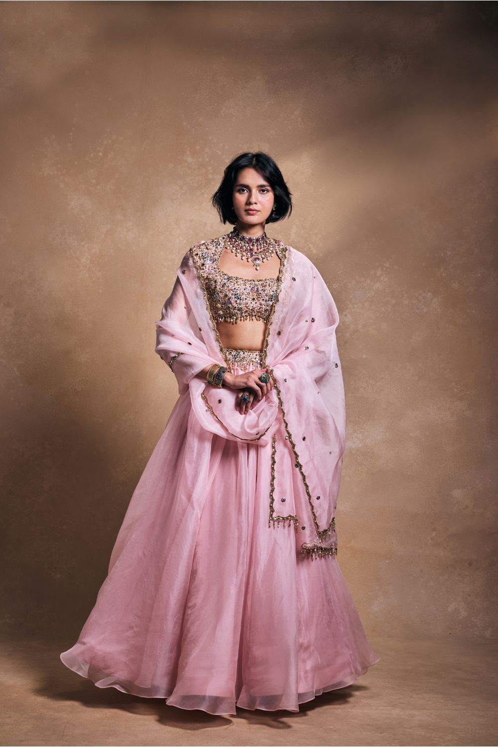 BABY PINK ORGANZA LEHENGA SET