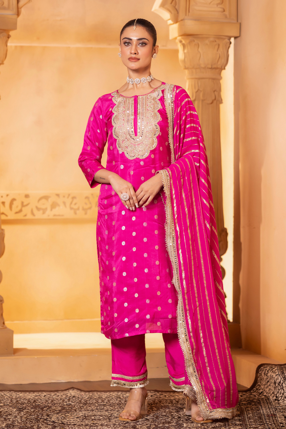 Pink Silk Kurta Set
