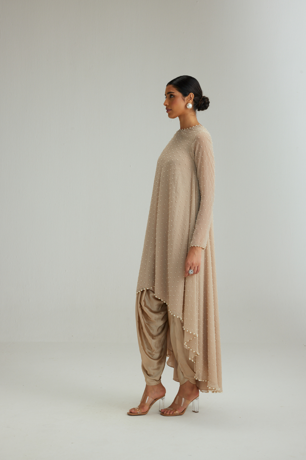 Light Beige pearl Kurta Set