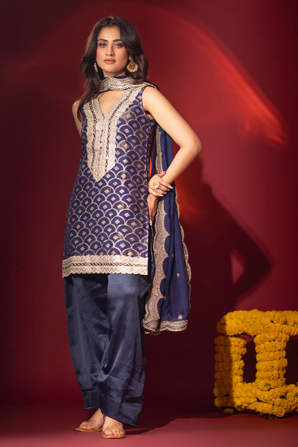 Blue Kurta and Farshi Salwar Set