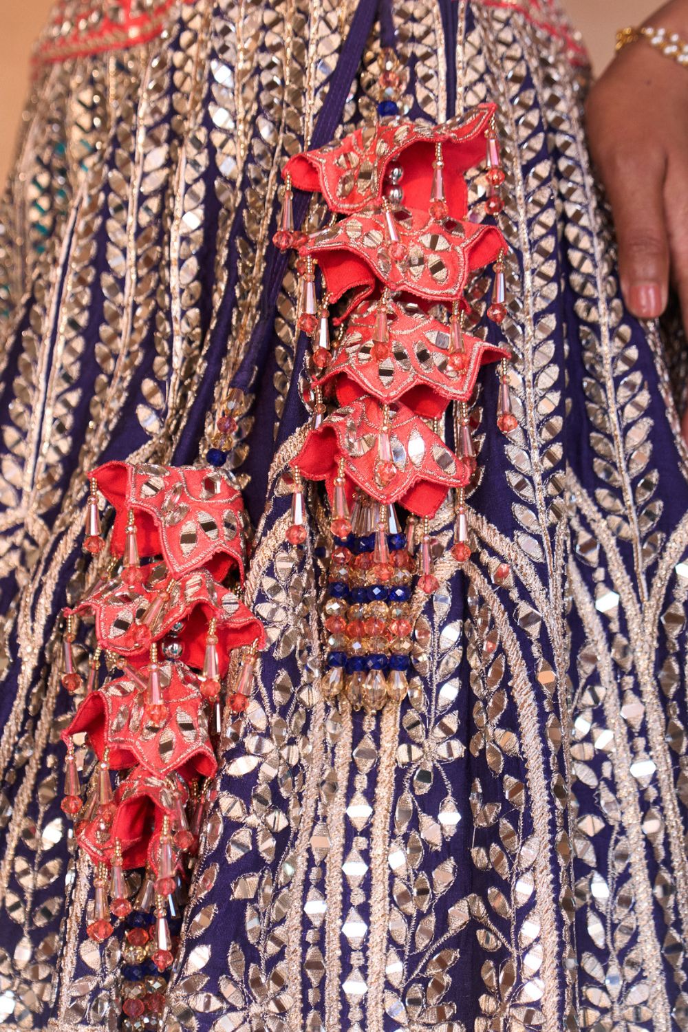 AMRIT — Midnight Indigo Raw Silk Lehenga Set with Contrast Blouse