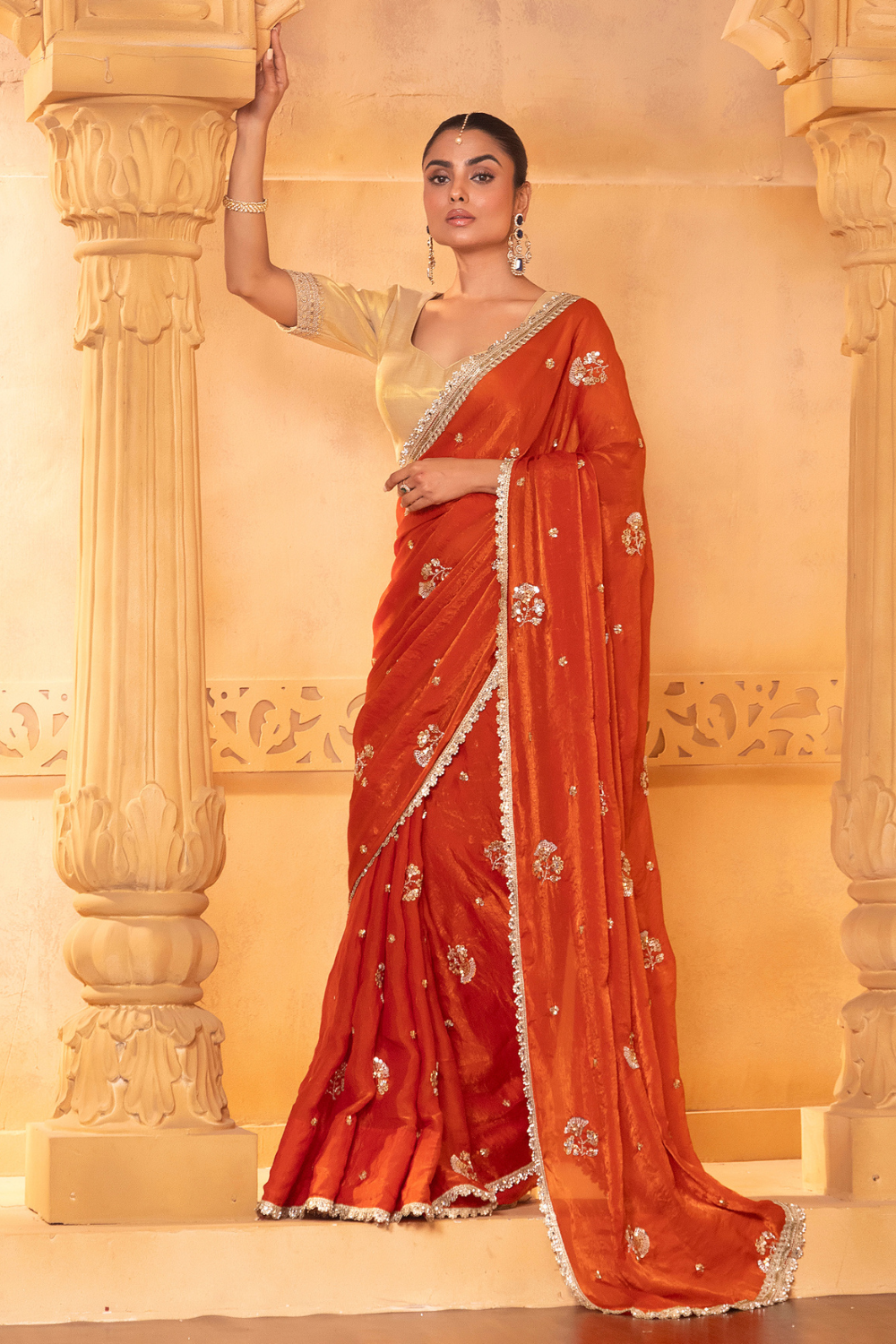 Burnt Orange Saree Set
