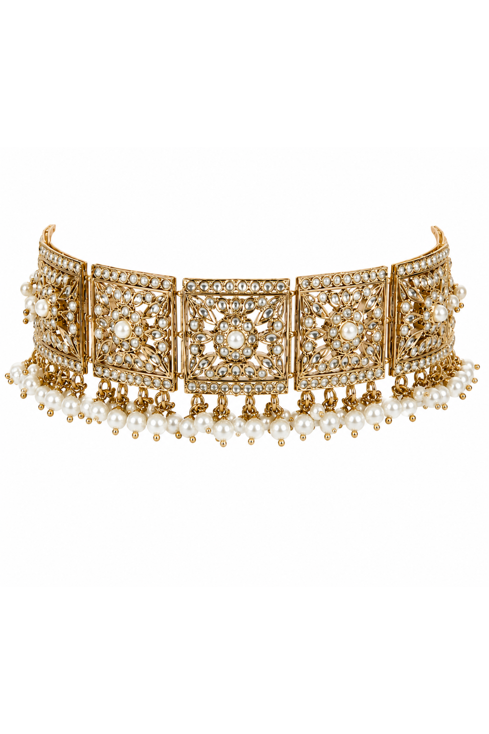 Gold Plated Handcrafted Jadau Necklace Set