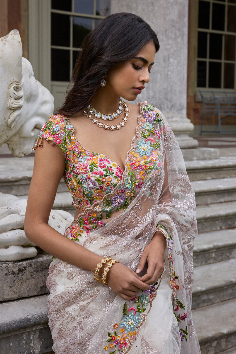 Nude Multi- Coloured Saree