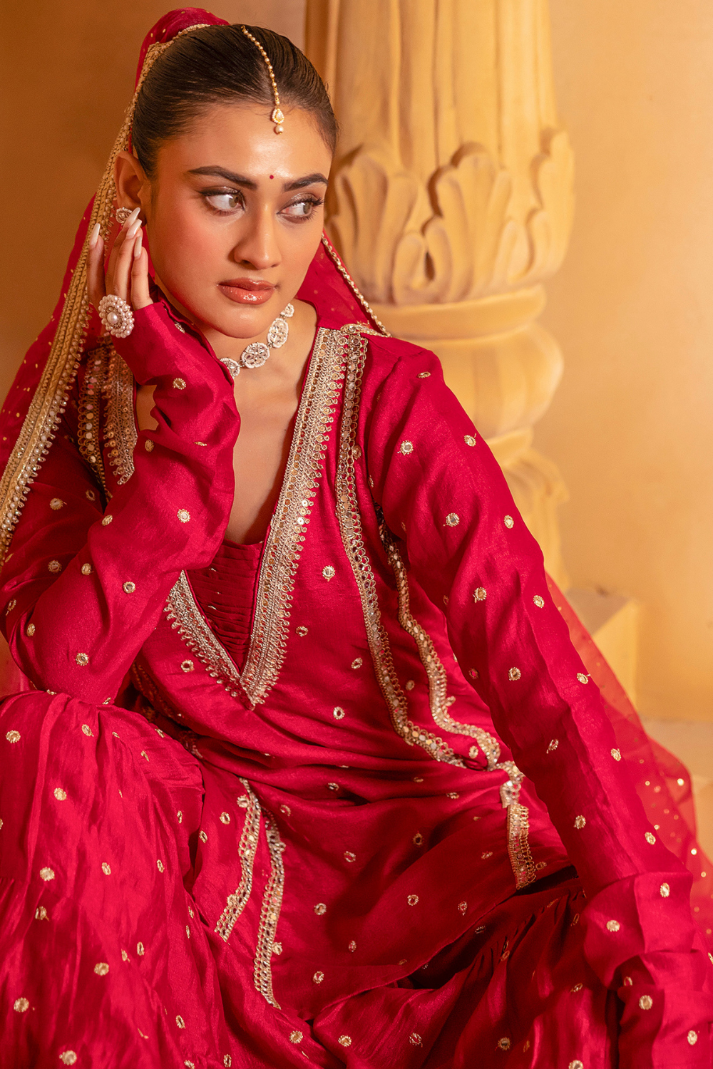 Red Kurta and Sharara Set