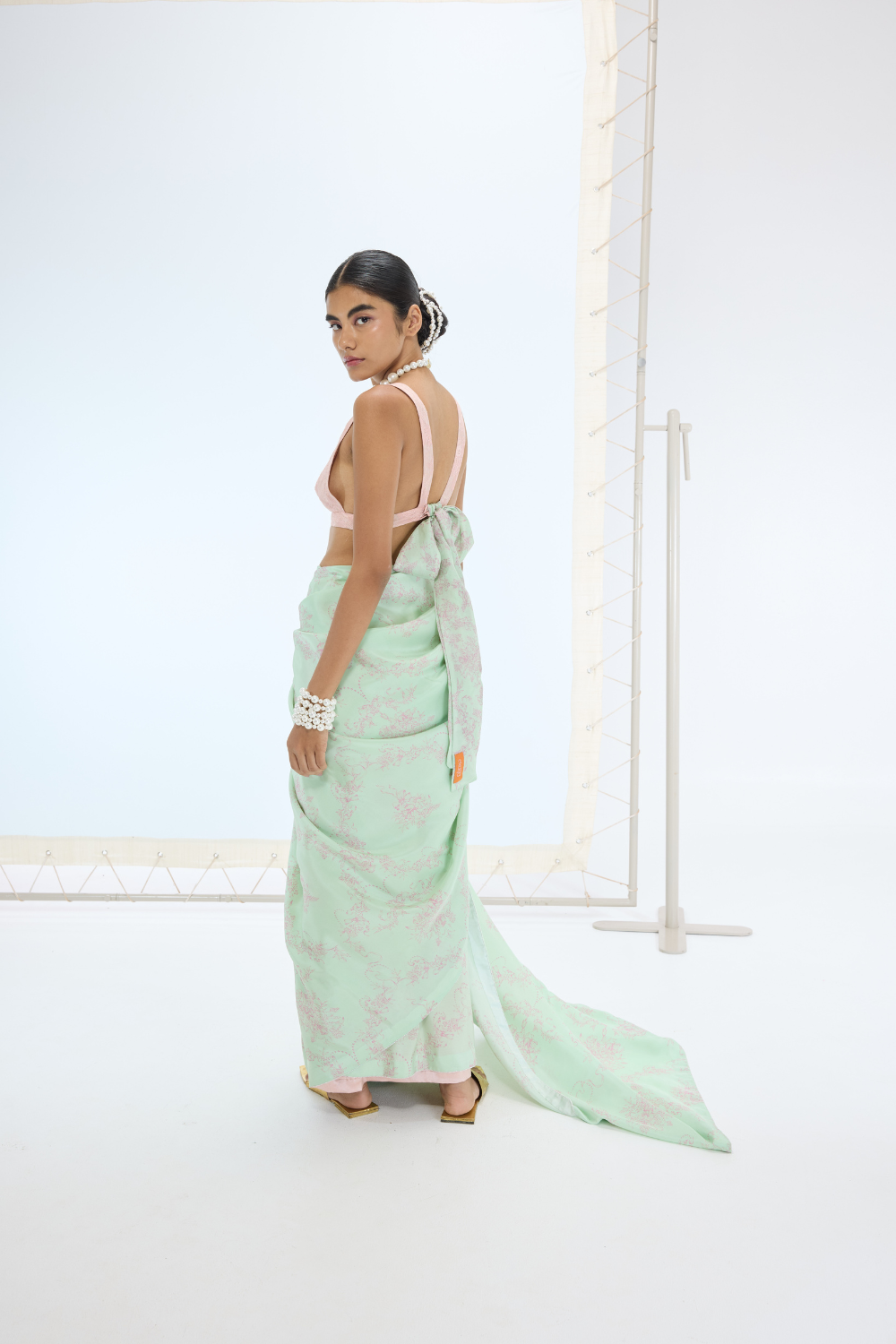 The Ruby Saree in Pistachio
