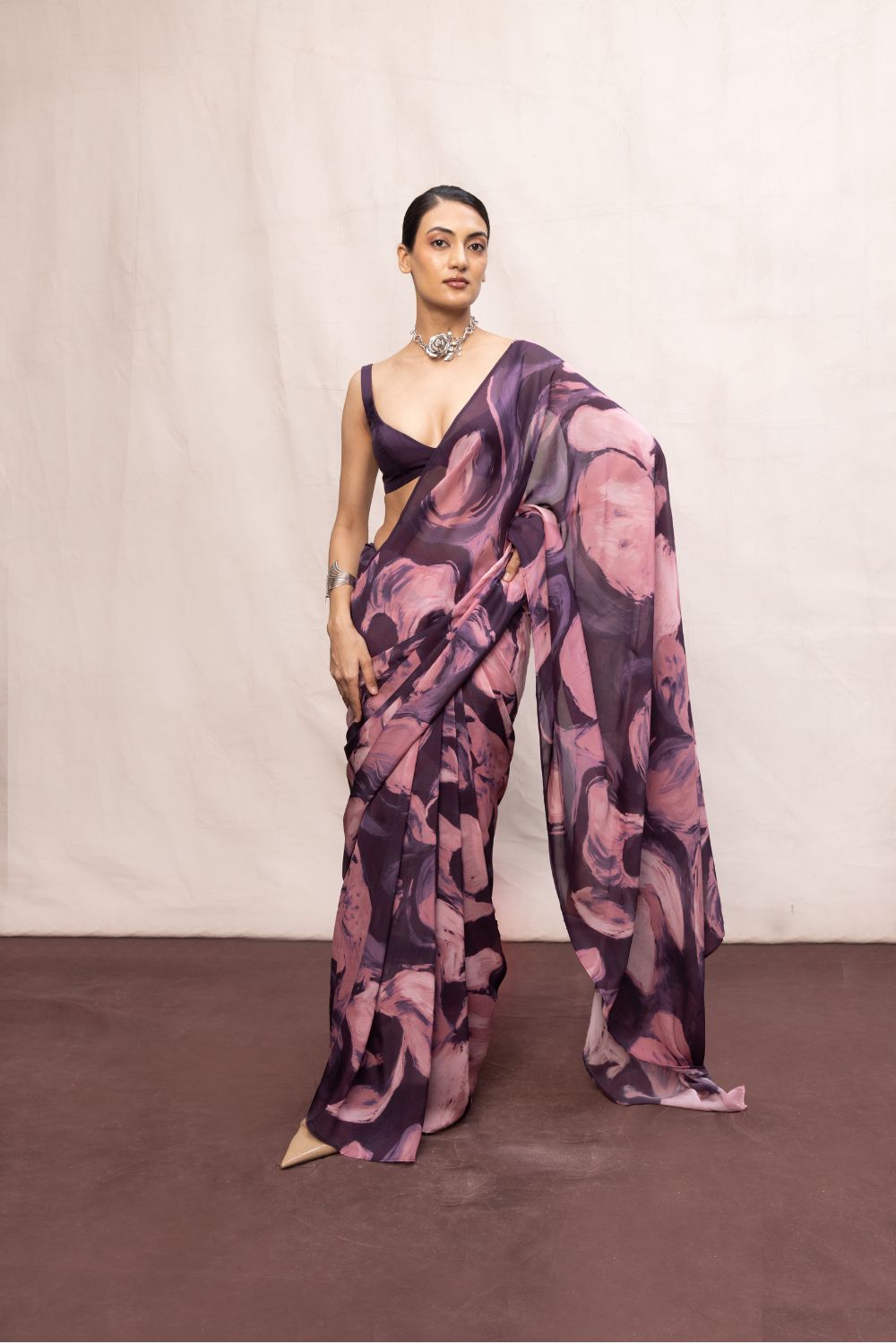 Multicolour Chiffon Digital Print Saree