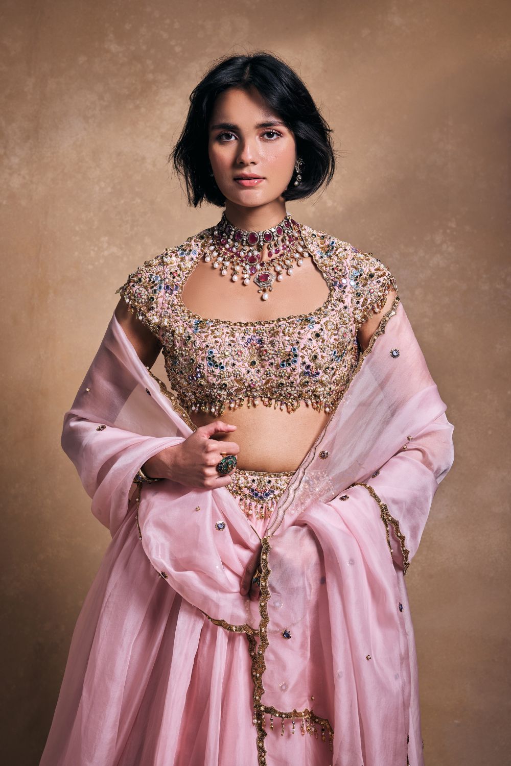 BABY PINK ORGANZA LEHENGA SET