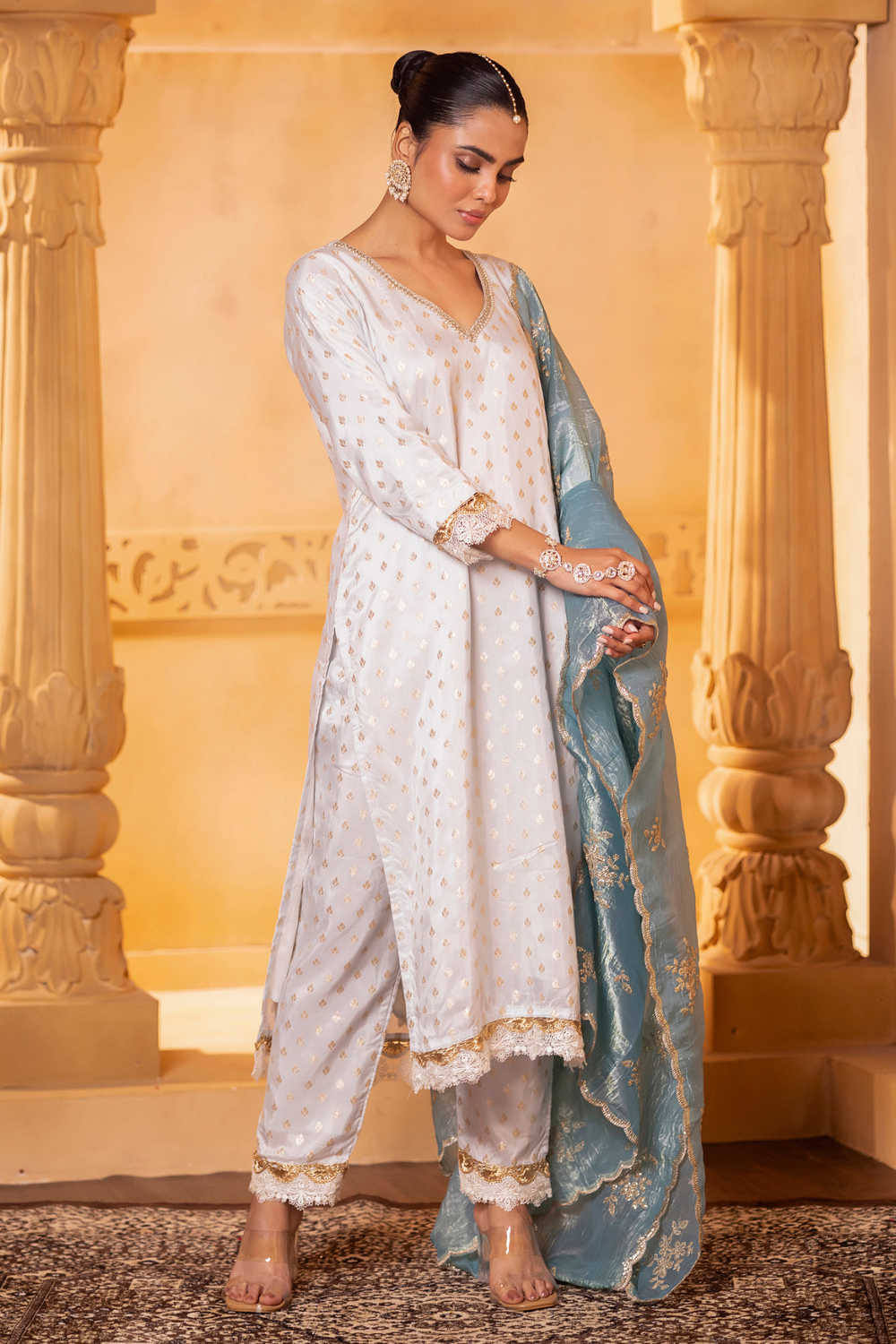 Sky Blue Kurta Set with Ice Blue Dupatta