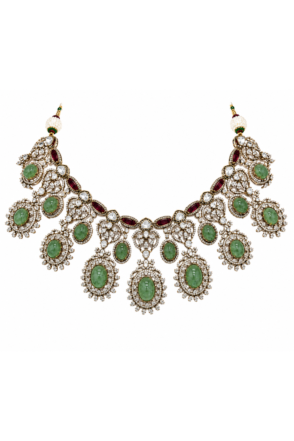 Sage Green Semi-Precious Stone Zircon Necklace Set