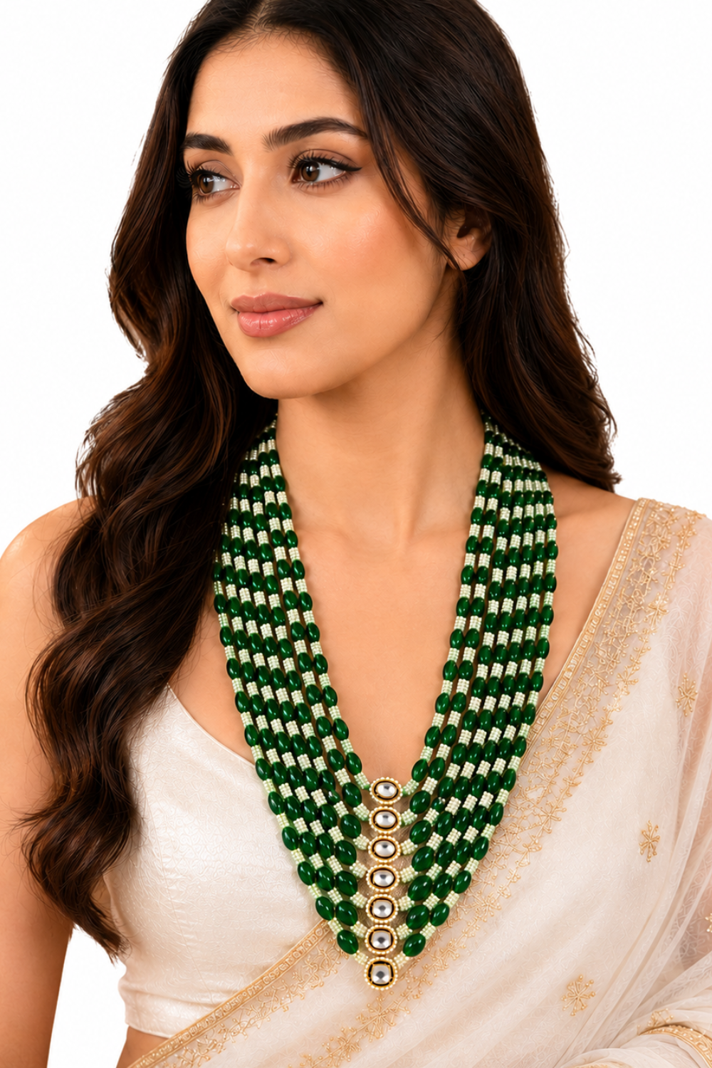 Emerald Elegance Multi-Layer Beaded Necklace
