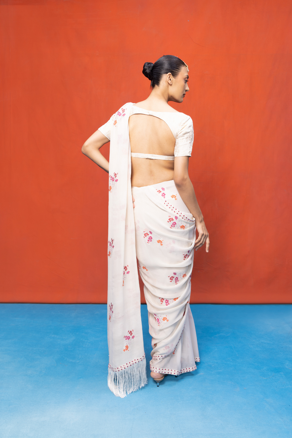 Handwoven Ivory Chiffon Banarasi Saree