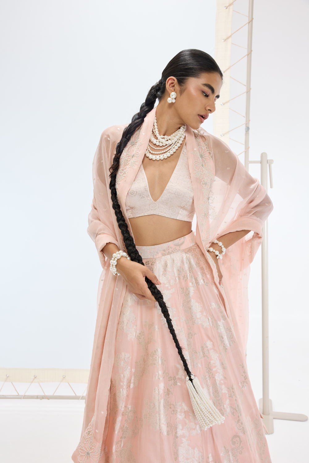 The Mia Lehenga Set in Peach