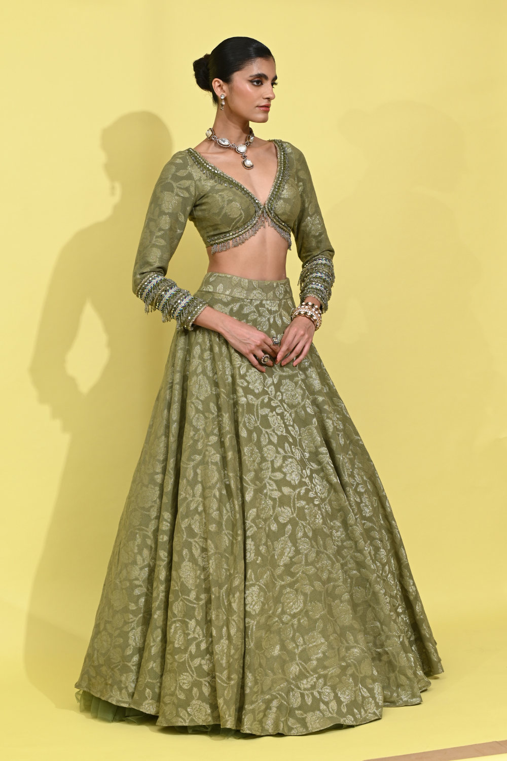 Olive Glam Lehanga