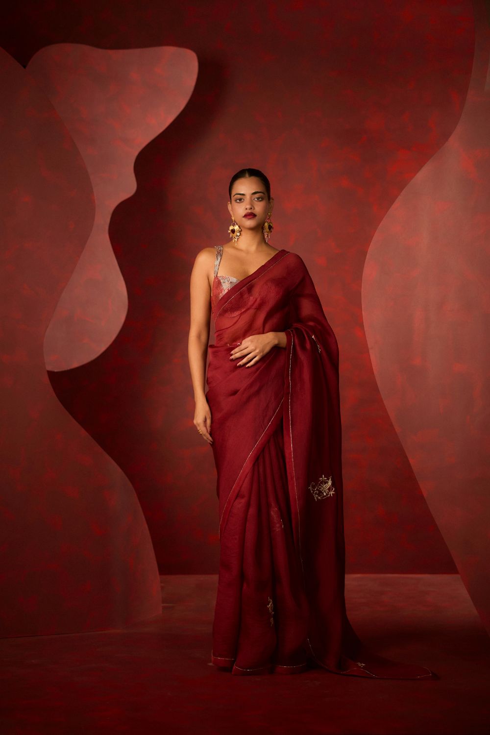 Midnight Kiss Saree Maroon