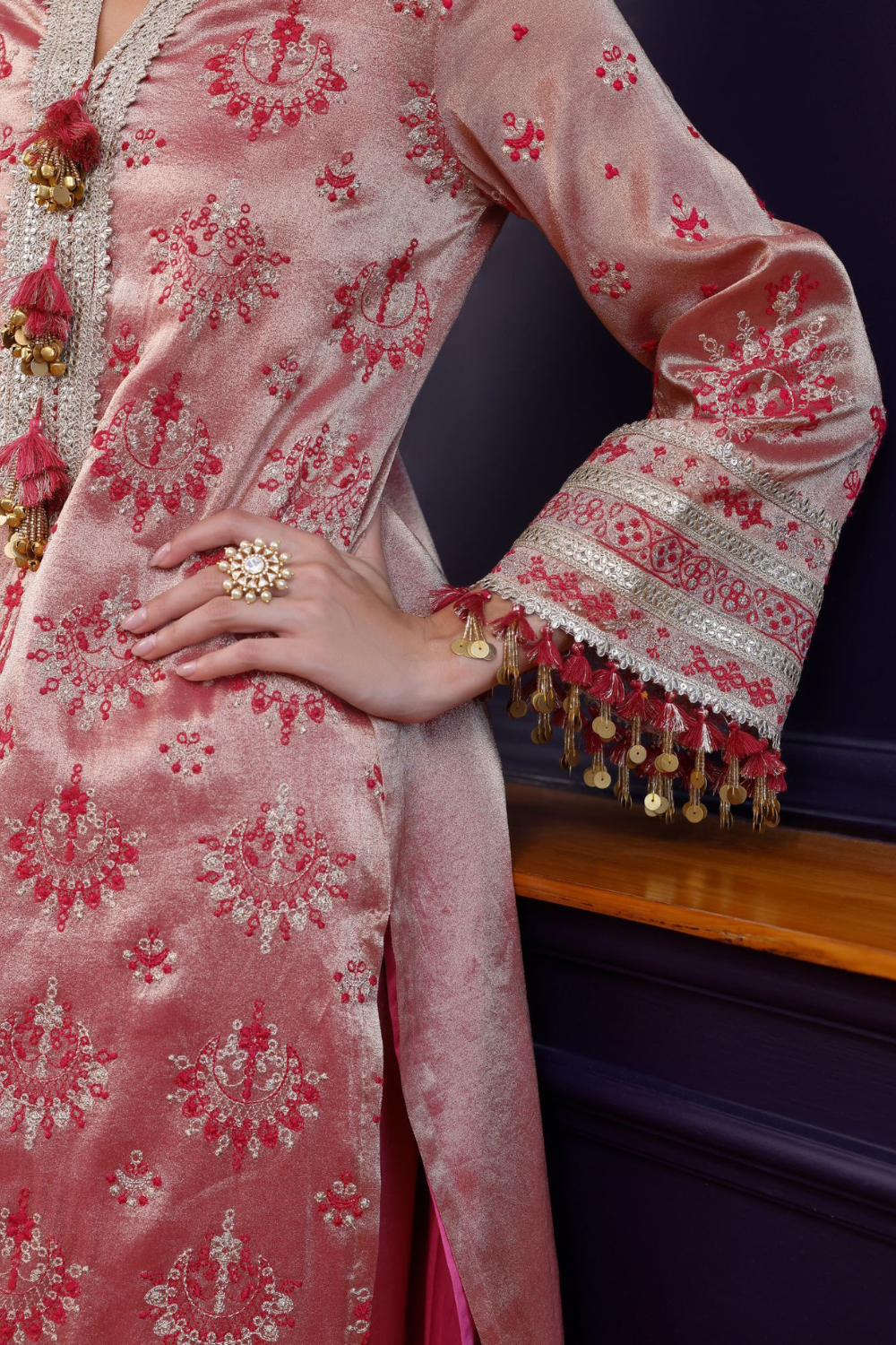 Amie Tissue Fuschia Kurta Set