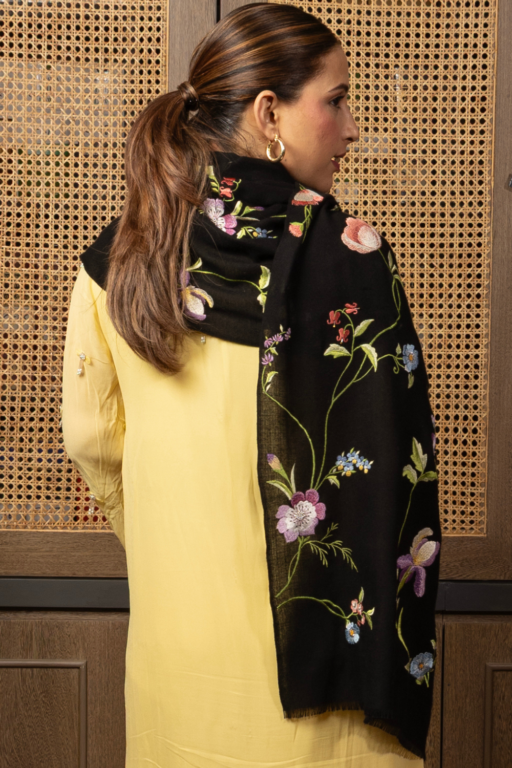 English Garden | Embroidered Wool Silk Stole