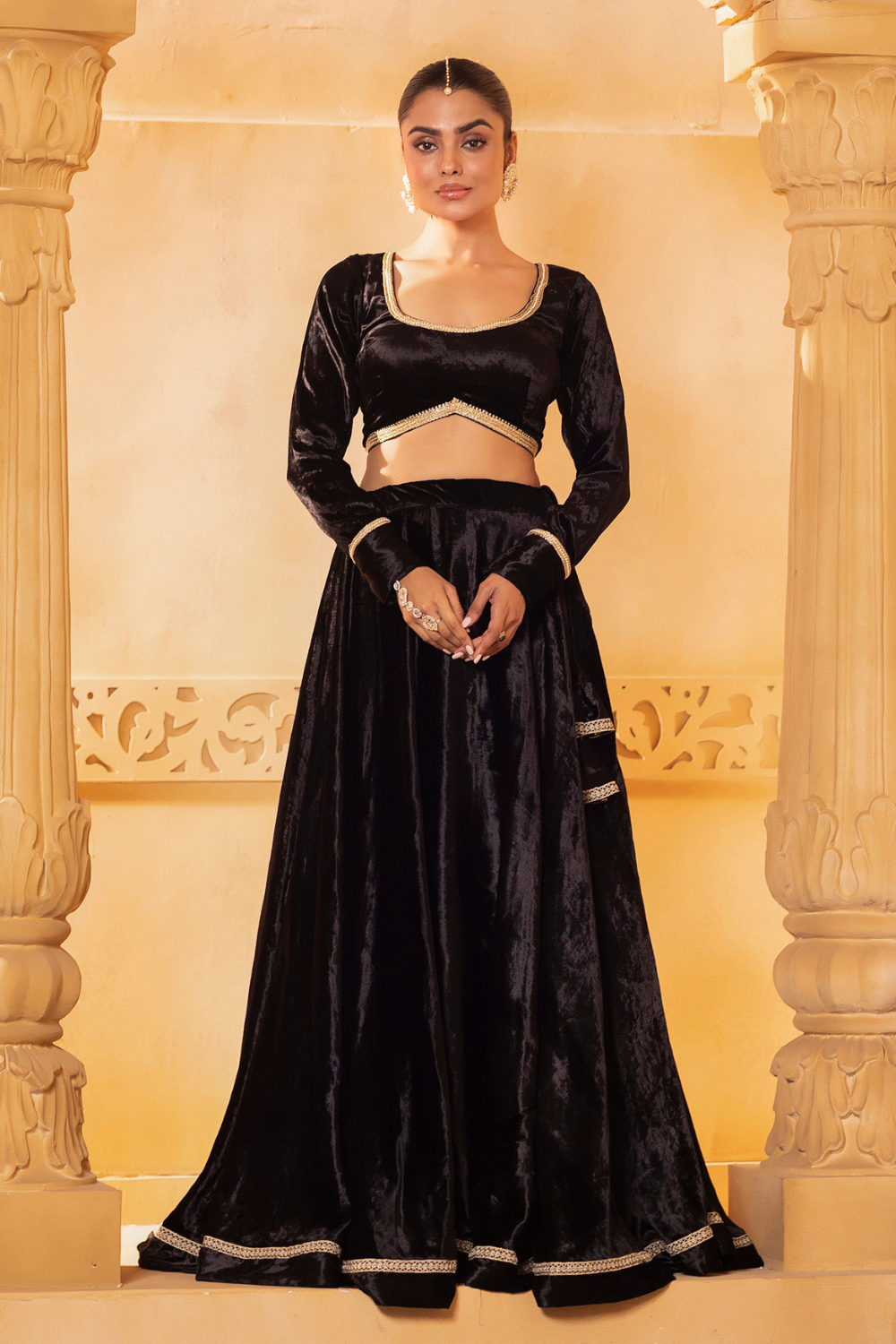 Black Velvet Lehenga Set