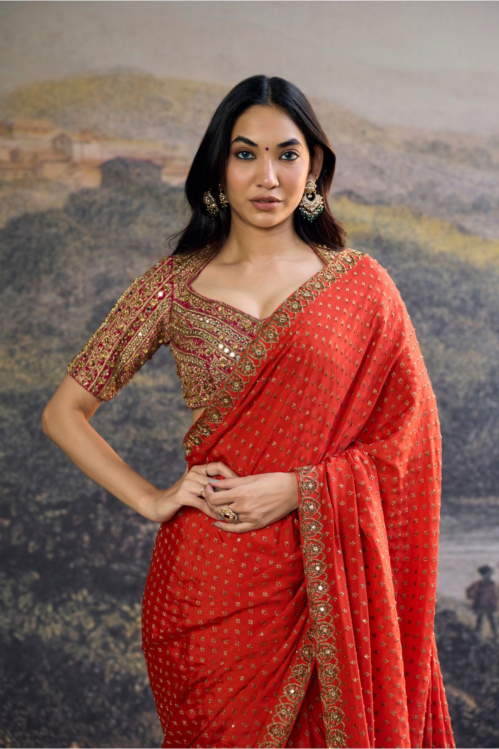 Surahi Rang Handloom Saree Set