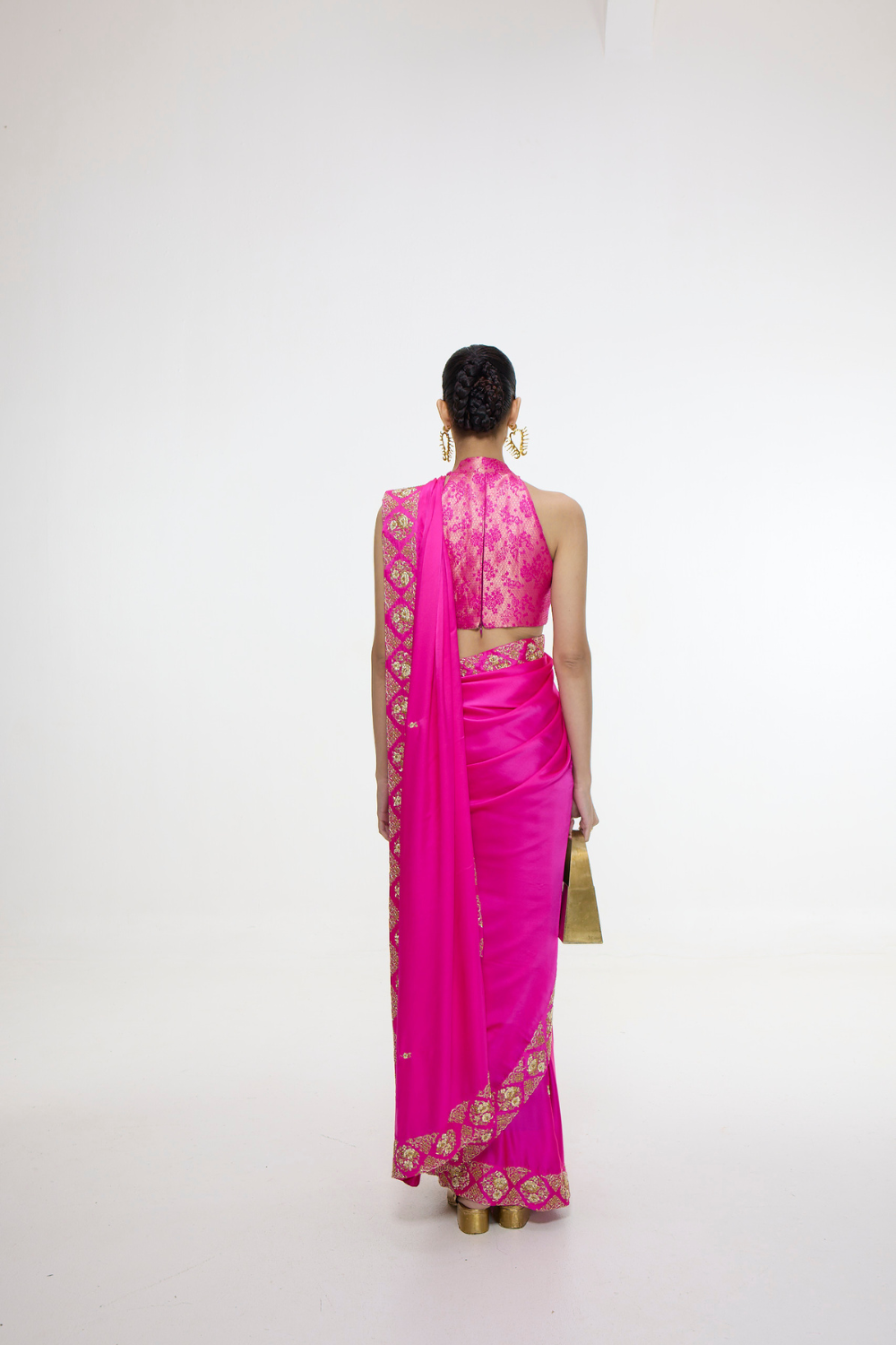Handwoven Pink Mashroo Silk Saree with an Embroidered Border