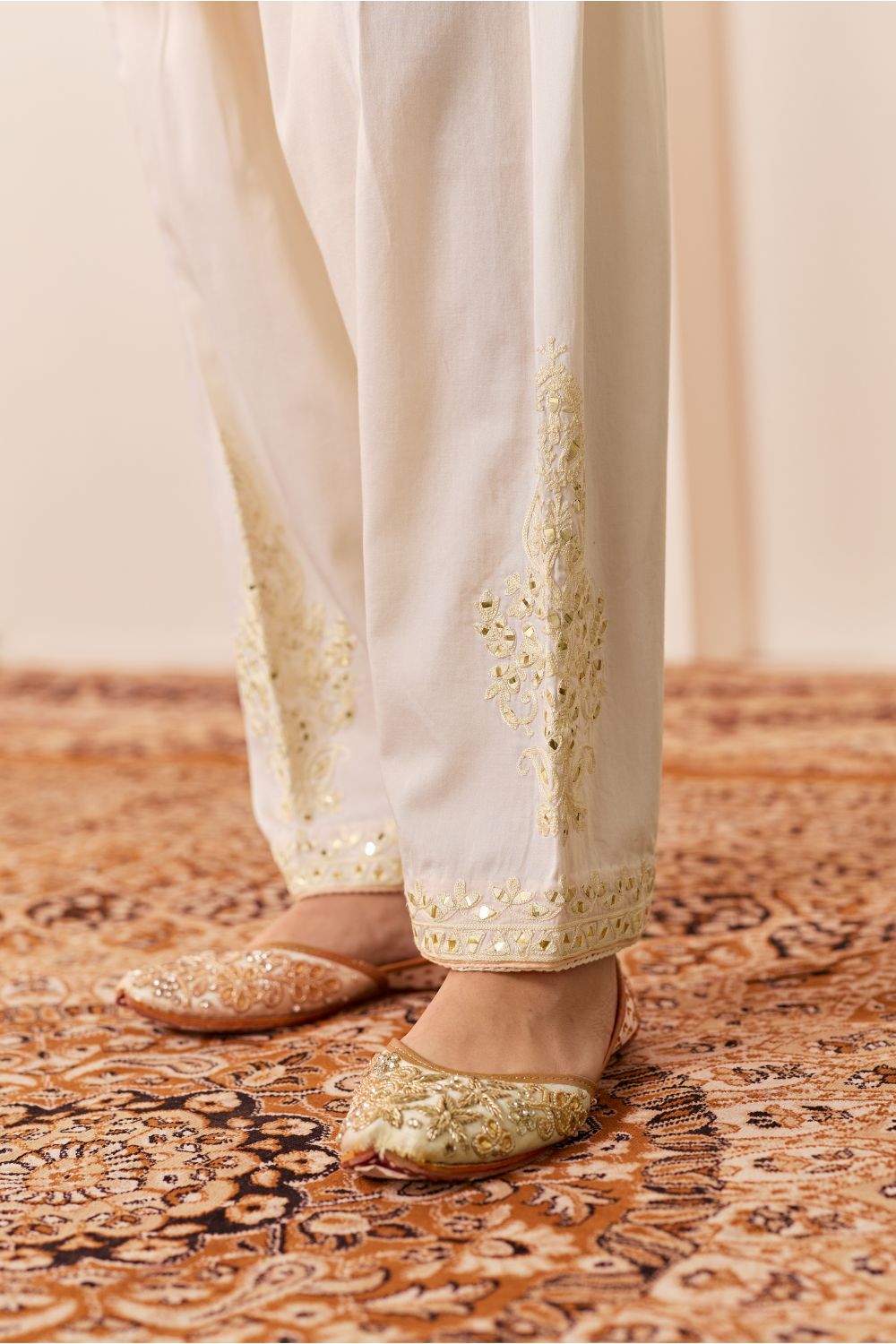 NIDA - DAISY IVORY SHORT CHOGA WITH FARSHI SALWAR AND DUPATTA