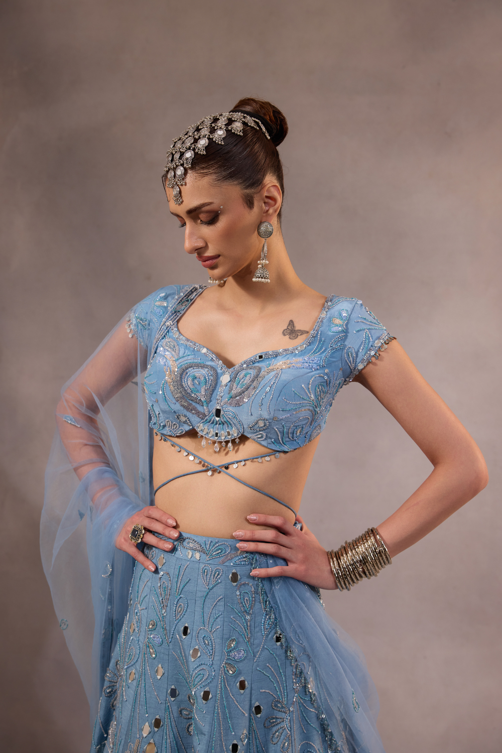Blue Embroidered Lehenga