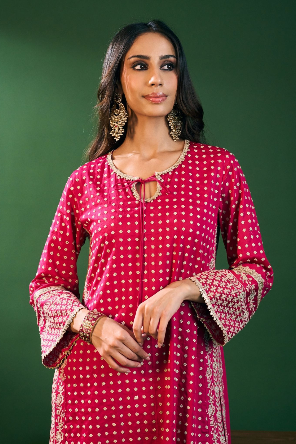 Reya Pima Satin Fuchsia Kurta Set