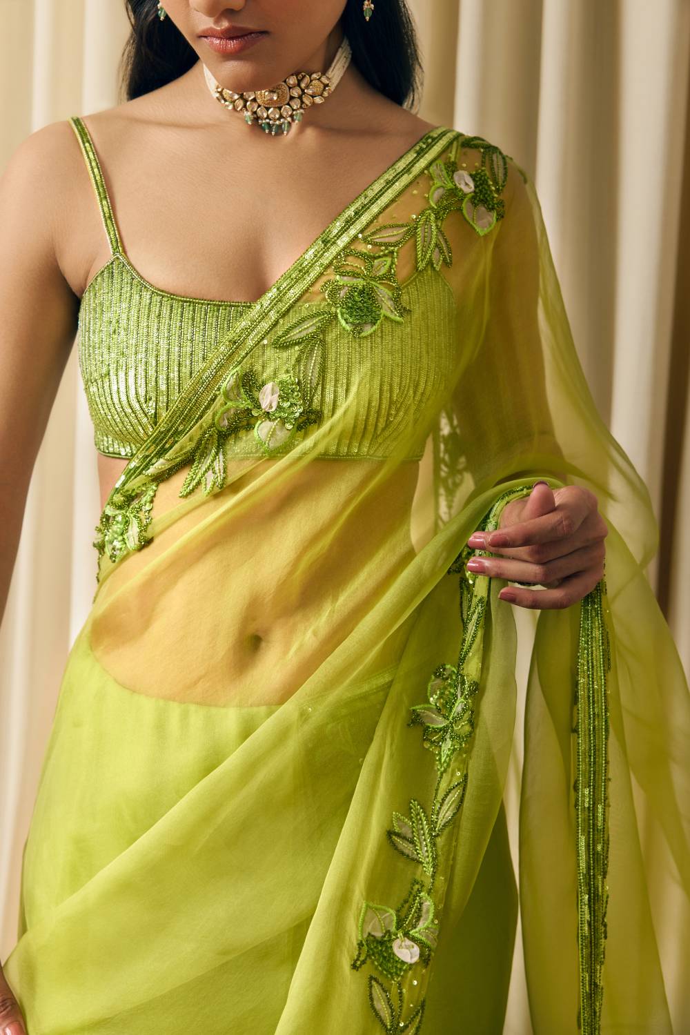 Lime Green saree