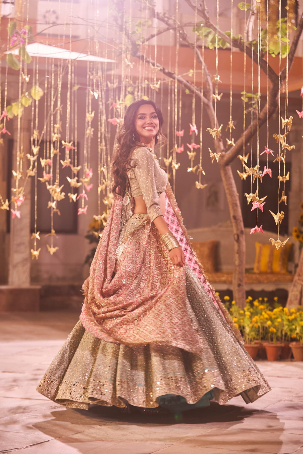 Sky Blue Pink Lehenga Set