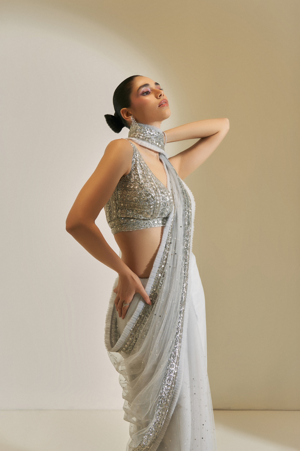 Silver Haze Saree Set