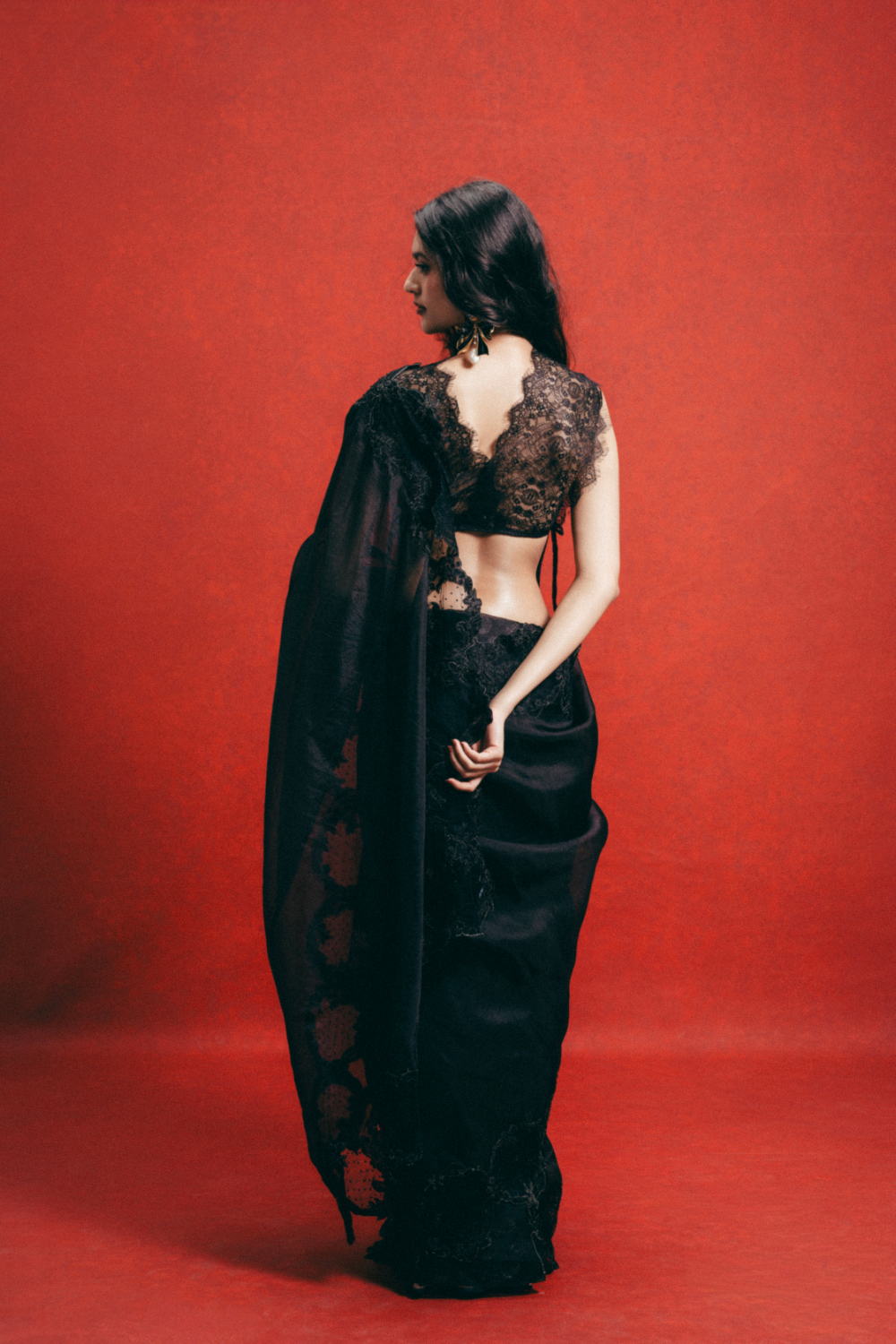 Handwoven Black Kora Banarasi Saree