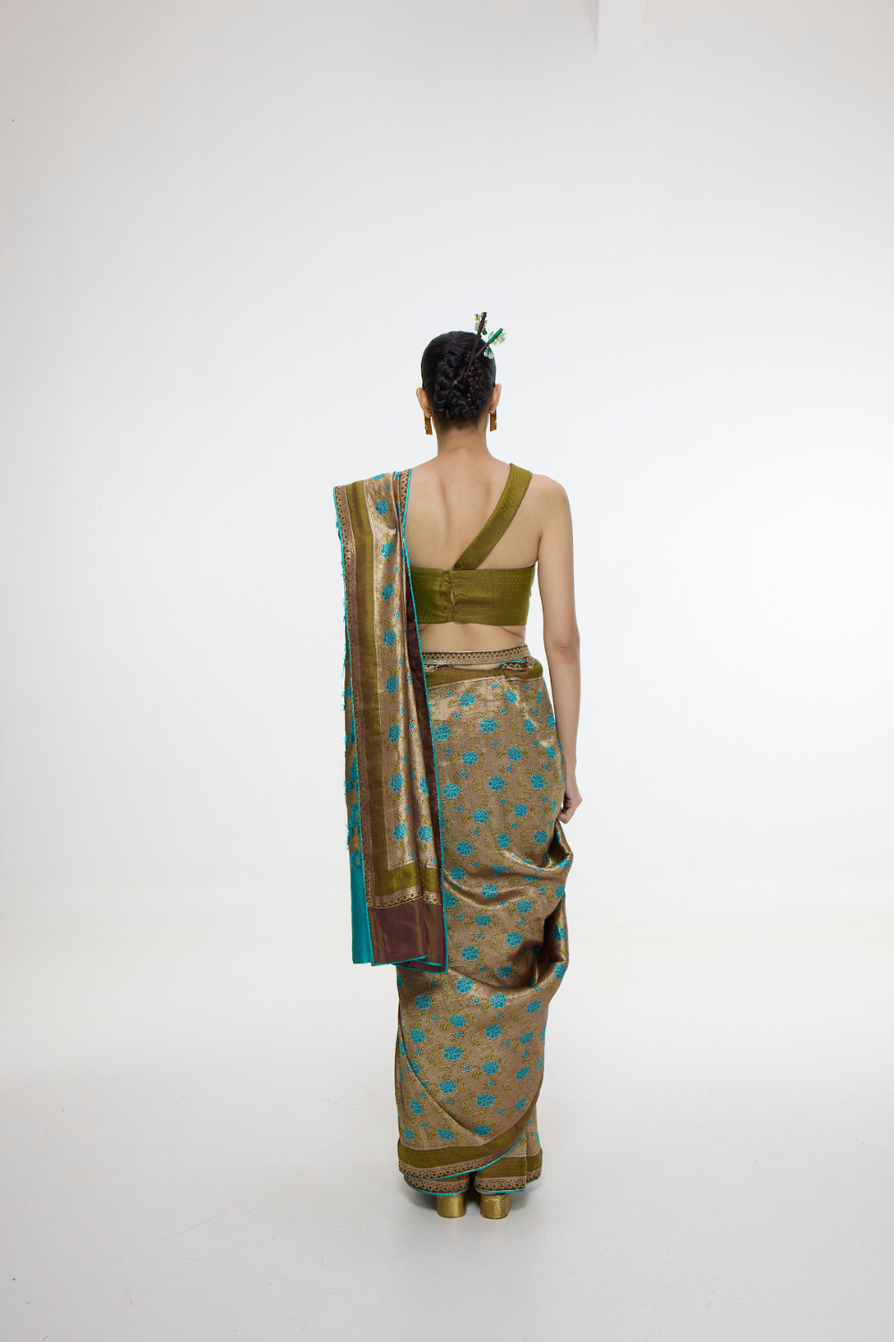 Handwoven Olive Green Saree