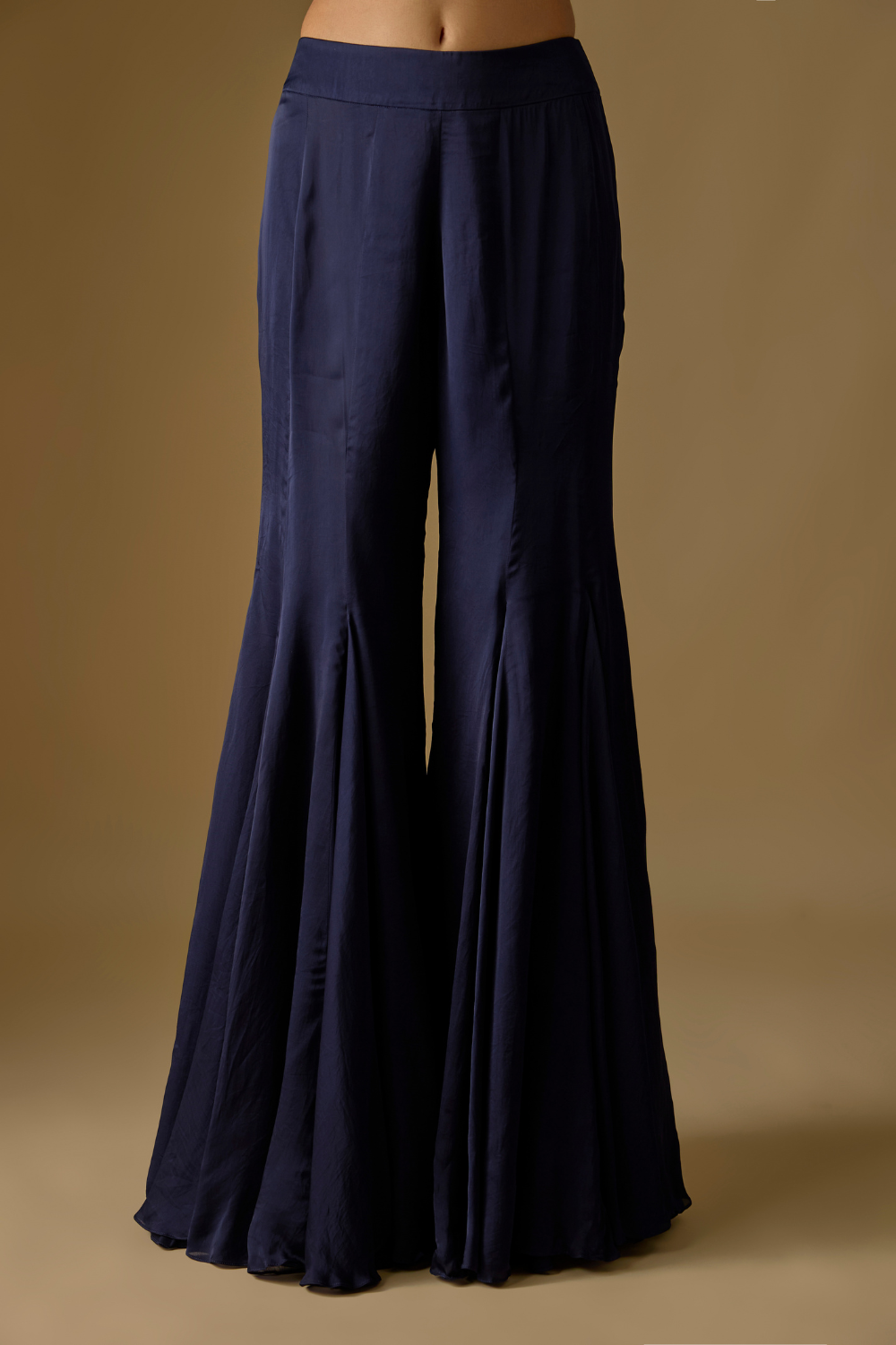 Marina- Navy bloue Kurta with Plain Sharara and Zentangle Dupatta