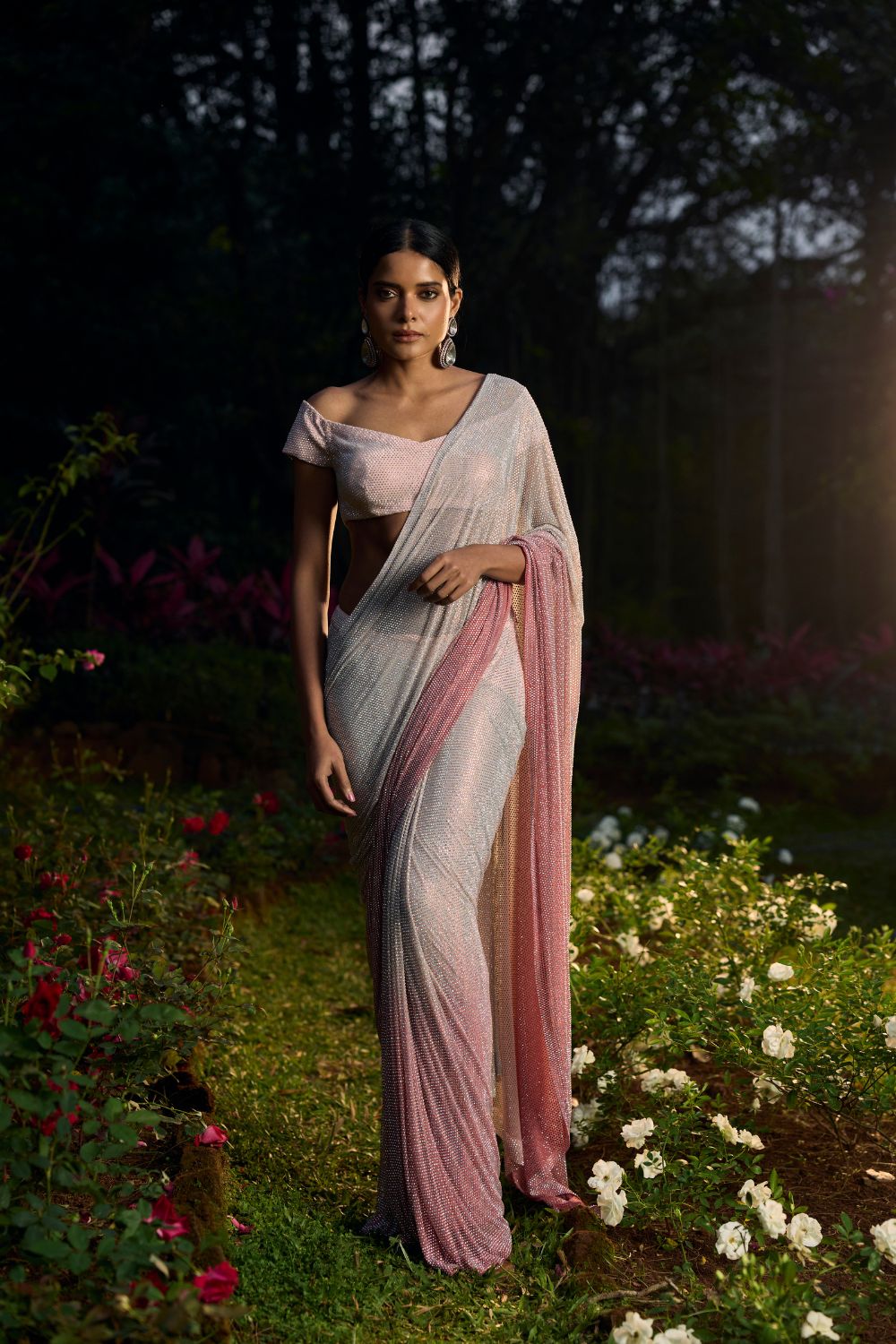 Gulrangi Crystal Saree Set
