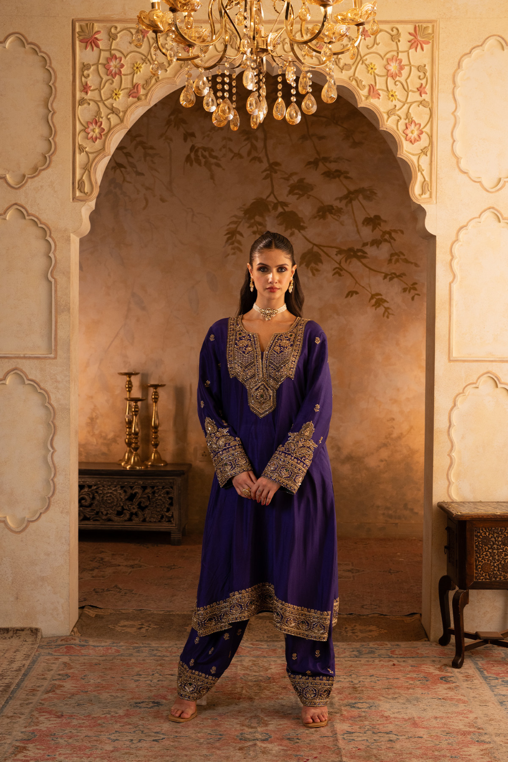 Purple Silk Suit Set